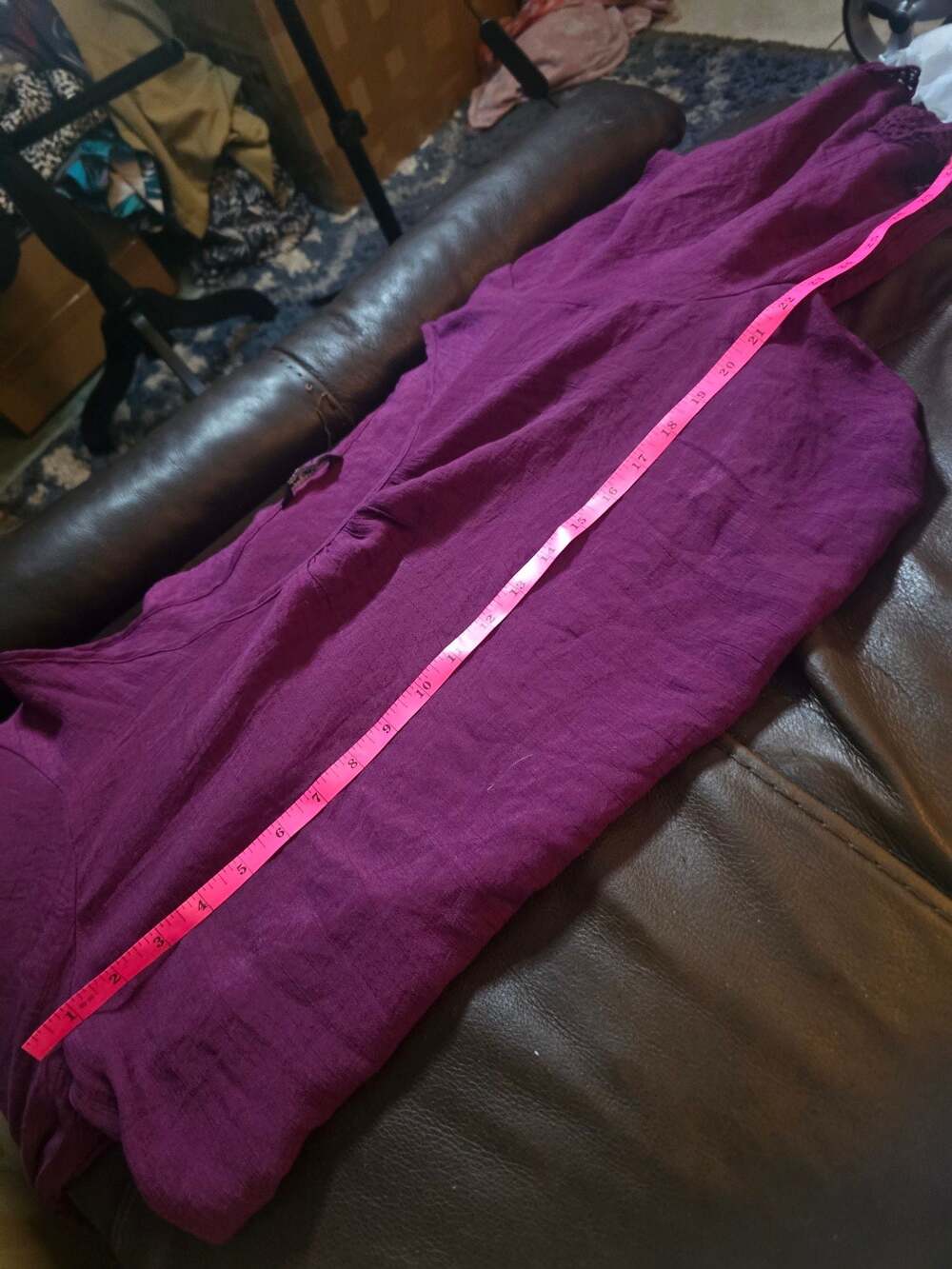 Unique Spectrum Women's Purple Long Sleeve Crochet Lace Hem and Cuffs - Picture 4 of 6
